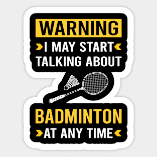 Warning Badminton Sticker